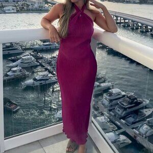 Pleated Halter Dress